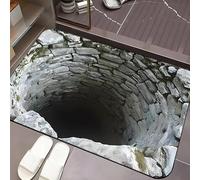 3D Hole Rug Illusion 16" × 24" - Optical Illusion Rug That Looks Like a Hole in The Ground, Funny 3D Floor Mat for Bathroom, Bedroom, Kitchen & Man Cave, Fast-Drying Non-Slip Area Rug(#B)