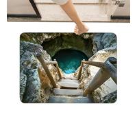 3D Hole Rug - Polyester Diatom Mud Absorbent Mat | Large Round Optical Illusion with Anti-Skid Backing, Visual Floor Carpet for Living Room Hallway Entrance Kitchen Decor Office C