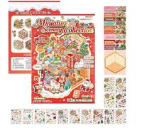 3D Holiday Graphics - Miniature House Stickers, Christmas Decals with Adhesive Backing, Small Scenery for Window Glass, Scrapbooking, Removable Vinyl Art Kids DIY Play