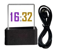 3D-holograck IS-Wlan Smart Photo Display, montre météo transparente | Gadget Time LED, animation réelle, décor horloge de bureau, album GIF holographique, affichage numérique