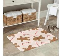 3D Homme en Pain d’épices Candy Cane mas Modèle antidérapant Tapis de Sol Moquet Moquette pour entrée Cuisine Salon, Tapis de Pied - 50x80cm