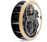 3D Horloge Murale, 35 X 35cm Silencieux Pendaison Horloge avec Engrenages et 2 Cadrans D'horloge, sans Couvercle en Verre Style Industriel Horloge Conception Creuse