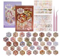3D House Lot de 2 autocollants XXL miniature pour maison avec 40 arrière-plans, 2 pincettes, 3D, pour maison miniature, livre de bricolage, réutilisable pour enfants et adultes (ville douce + ville de