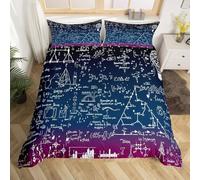 3D Housse de Couette 140x200 équation 3 Pièces Parure de lit 1 Personne Respirant Microfibre Art Mathématique Fermeture Éclai Doux avec 2 Taie d'oreiller 65x65 2815-I
