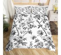 3D Housse de Couette 160x200 Fleurs Artistiques 3 Pièces Parure de lit 1 Personne Respirant Microfibre Art Vintage Fermeture Éclai Doux avec 2 Taie d'oreiller 65x65 1166-J