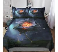 3D Housse de Couette 220x240 Fleurs Abstraites 3 Pièces Parure de lit 2 Personnes Respirant Microfibre Art Fermeture Éclai Doux avec 2 Taie d'oreiller 65x65 1348-J