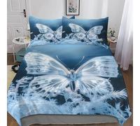 3D Housse de Couette 220x240 Papillons Insectes 3 Pièces Parure de lit 2 Personnes Respirant Microfibre Art Fermeture Éclai Doux avec 2 Taie d'oreiller 65x65 1432-J