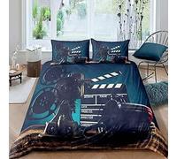 3D Housse de Couette 220x240 Projecteur Rétro 3 Pièces Parure de lit 2 Personnes Respirant Microfibre Thème Film Fermeture Éclai Doux avec 2 Taie d'oreiller 65x65 1018-I