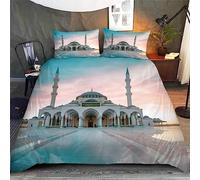 3D Housse de Couette Château 220x240 Adulte 2Personnes Fermeture Éclair Microfibre Ultra Doux Respirante Architecture Paysage Parure de Lit ado Fille Garcon 2 Taies d'oreiller 50x75