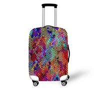 3D Housse de Valise Elastique, DOTBUY Réutilisable Anti-rayures Lavable Bagages Étui Protéger Coffre Voyage Trolley Zippé Résistant Robuste Couvre Protection (Coloré,L (26-28 pouces)
