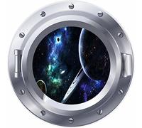 3D hublot fenêtre espace planètes étoiles autocollant mur affiche vinyle