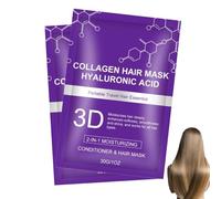 3D Hyaluronic Acid & Collagen Hair Mask,3D Collagen Masque Cheveux Violet Hydratant,Portable Conditioner Hair Mask,Nourishes Dry and Damaged Hair,Restores Hairs Natural Shine,30g (2PC)