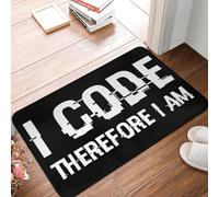 3D I Code Therefore I Am Coding Anti-Slip Floor Mat Antiwear Carpet Rug for Kitchen Entrance Home Bedroom Footpad Mats-60x90cm