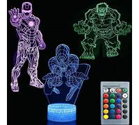 3D Illusion Avengers Super Hero Night Light Three Pattern Iron Man/Spiderman/The Hulk 7 Changement de couleur Decor Lamp Table de bureau Lampe de nuit pour enfants Enfants Cadeau de vacances
