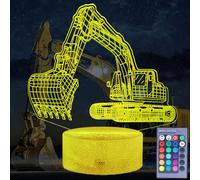 3D Illusion Lamp For Kids Digger Night Light Construction Vehicle Gift With 16 Colors Changing Remote Control Timer Dimmable Room Decor