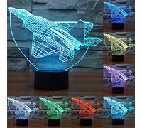 3d illusion Lampe Lumière Nocturne, kingcoo Lampe de table 7 couleurs avec acrylique Chargeur USB pour chevet enfants Chambre Maison Fête Décoration Moderne Aereo