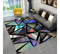 3D Illusion Optique Tapis pour Salon, Visuel Géométrique Gaming Tapis pour Garçons, Tapis de Chambre pour Ado, Tapis de Game pour Salle d'esports Noir Gris Vert Visual Game Carpet, 100x150 cm, Color 2