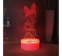 3D Illusion Veilleuse Doux Minnie Mouse avec Arc LED Enfants Veilleuse 7 Couleur Tactile Télécommande Lampe de Bureau USB Maison Chambre Lampe De Chevet Fille Noël Cadeau D'anniversaire
