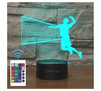 3D Illusion Veilleuse Jouets,Décor de Maison LED Lampe de Chevet Table,Tactile & Télécommander 16 Couleurs,Cadeau d'Anniversaire de Noël Pour Filles Garçons Enfants Amis et Famille-Volley-ball (B)