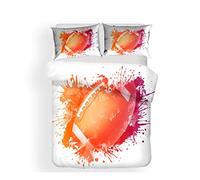 3D Impression 2/3 Pcs Série de Sports Doux Housse de Couette Taie d'oreiller Couverture Football Américain Rugby Parures de Lit 1/2 Personnes Ensembles Literie Garçon (Rugby # 1, 200_x_200_cm)