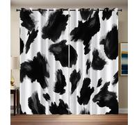 3D Impression Noir Blanc Patchwork Imprimé Vache Rideaux Thermiques Isolants Lot 2 Nature Sauvage Abstraite Rideaux Occultant 140L X 220H Cm Rideaux Oeillets Pour Chambre Salon Maison Bureau Fenêtre
