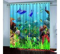 3D Impression Rideaux Paysage De Fond Marin Coloré Rideau Isolant Thermique Économie D'Énergie Et Réduction du Bruit - Adapté pour La Chambre des en