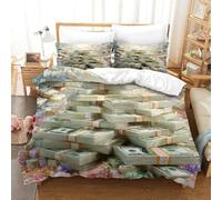 3D, Imprimé Cash Stacks-Business Finance Style_1 Ensemble De Literie Avec Microfibre Super Douce Et Respirante Sets De Housses De Couettes 3 Pièces Avec Taies D'oreiller Super King（260x220cm）