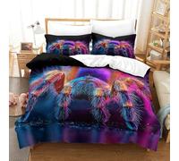 3D, Imprimé Colorful Spider-Fantasy Creature Art Ensemble De Literie avec Microfibre Super Douce Et Respirante Set De Housse De Couette 3 Pièces avec Taies d'oreiller King（220x240cm）