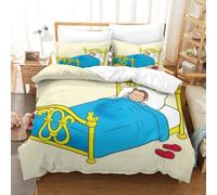 3D, Imprimé Curious George Ensemble De Literie avec Microfibre Super Douce Et Respirante Housse De Couette 3 Pièces Et Taie d'oreiller Double（200x200cm）