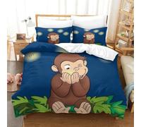 3D, Imprimé Curious George Literie en Microfibre Super Douce Et Respirante Sets De Housses De Couettes 3 Pièces avec Taies d'oreiller Super King（260x220cm）