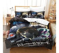 3D, Imprimé Death Note Ensemble De Literie avec Microfibre Super Douce Et Respirante Housses De Couettes 3 Pièces Et Taie d'oreiller King(220x240cm)