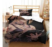 3D, Imprimé Death Note Ensemble De Literie Microfibre Super Douce Et Respirante Housses De Couettes 3 Pièces avec Taies d'oreiller Single（135x200cm）
