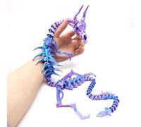 3D Imprimé Dragon Articulé Animaux Dragon Os pour Aquarium Poupée Halloween Maison Bureau Étagère Exécutif Bureau Décoration-Pink Blue||42cm