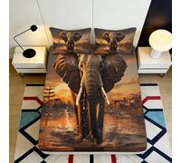 3D Imprimé ÉlÉphant Fitted Sheet, Microfibre Bed Cover, Antidérapant Doux