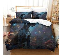 3D, Imprimé Fantasy Dog Art-Magical Forest Scene Ensemble De Literie Microfibre Super Douce Et Respirante Set De Housse De Couette 3 Pièces avec Taies d'oreiller King（220x240cm）