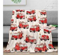 3D Imprimé Fire trucks motif Plaid de Voyage Microfibre Literie Dessin animé enfants design Couverture de Lit Anti-Bouloche Lavable en Machine pour Locataires Foyers Familles 60x80inch(150x200cm)