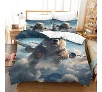 3D, Imprimé Flying Bear-Fantasy Surreal Art Ensemble De Literie avec Microfibre Super Douce Et Respirante Set De Housse De Couette 3 Pièces avec Taies d'oreiller Double（200x200cm）