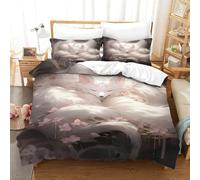 3D, Imprimé Fox Spirit-Fantasy Art Style Parure De Lit Microfibre Super Douce Et Respirante Housses De Couettes 3 Pièces avec Taies d'oreiller King（220x240cm）