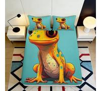 3D Imprimé Grenouille Cartoon Fitted Sheet Microfibre Grande Profondeur Linge de Lit Grenouille Cartoon Mattress Fitted Cover Antidérapant Lavable 160x200x25cm
