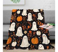 3D Imprimé Halloween ghosts Couverture Moelleuse Microfibre Literie Dessin animé spooky design Couverture de Lit Anti-Bouloche Toutes Saisons pour Foyers Familles Enfants 70×80inch(180x200cm)