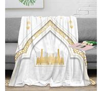 3D Imprimé Islamic Decor Plaid de Salon Microfibre Moelleux Arabic Motif Couverture Antistatique pour Étudiants Colocataires Jeunes 40x50inch(100x130cm)