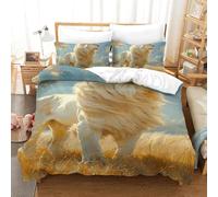 3D, Imprimé Le Le Lion Literie en Microfibre Super Douce Et Respirante Housse De Couette 3 Pièces avec Taies d'oreiller Single（140x200cm）