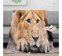 3D Imprimé Lion cub Resting Plaid de Voyage Microfibre Chaud Sauvage Animal Portrait Jeté de Canapé Antistatique Infroissable pour Adultes Jeunes Couples 40x50inch(100x130cm)