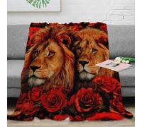 3D Imprimé Lion Portraits Plaid Microfibre Toutes Saisons Literie Sauvage Animal Art Couverture de Lit Anti-Bouloche Infroissable pour Locataires Couples Jeunes 40x50inch(100x130cm)