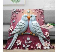 3D Imprimé Love birds art Couverture de Lit Microfibre Antistatique Romantic bird illustration Jeté de Canapé Lavable en Machine Inaltérable pour Propriétaires Couples Familles 60x80inch(150x200cm)