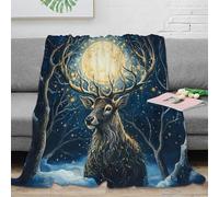 3D Imprimé Magical deer Couverture de Lit Microfibre Antistatique fantastique forest scène Jeté de Canapé Lavable en Machine Inaltérable pour Propriétaires Couples Familles 60x80inch(150x200cm)