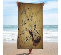 3D Imprimé Microfibre Doux Drap De Bain Absorption sans Sable Séchage Rapide Serviette De Sport De Plage Note De Musique Guitare pour Le Camping, La Randonnée, Les Voyages, La Natation 70 X -2B5K+Q4W