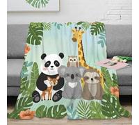 3D Imprimé Mignon Animal Friends Couverture Moelleuse Microfibre Dessin animé Jungle Theme Jeté de Canapé Légère pour Étudiants Locataires Jeunes Adultes 70×80inch(180x200cm)