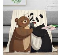 3D Imprimé Mignon Animal Friends Plaid de Voyage Microfibre Compact Dessin animé Bear Panda Jeté de Canapé Inaltérable pour Étudiants Jeunes Voyageurs 60x80inch(150x200cm)