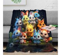 3D Imprimé Mignon Animal Friends Plaid de Voyage Microfibre Compact Dessin animé Plush Couverture Anti-Bouloche pour Campeurs Adultes Jeunes 60x80inch(150x200cm)
